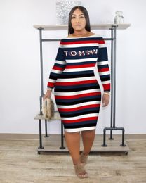 Vavcy summer letter TOMMV color matching lounge dress midi S 4XL 220521