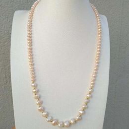 18" Gorgeous AAA South Sea Natural Gold Pink Pearl baroque Necklace 14k