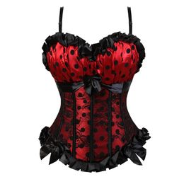 Overbust Top With Straps Bowknot Lace Bustier Tops Victorian Sexy Corsets for women Evening Plus Size 220812
