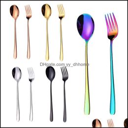 Spoons Flatware Kitchen Dining Bar Home Garden Food Grade Stainless Steel Korean Spoon Fork For Drop Delivery 2021 R6Z