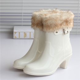 Winter fashion rain boots women galoshes high-heeled boots rain shoes rubber garden shoes lady