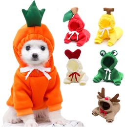 Küçük Köpekler İçin Yeni Sevimli Meyve Köpek Giysileri Hoodies Sıcak Polar Pet Pet Kıyafet Yavru Kedi Kostüm Ceket Fransız Chihuahua Ceket Takım