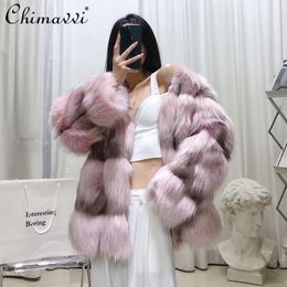 High-End Double-faced Fur Coat 2021 New Winter Clothes Fashion Fur Short Long Sleeve Warm Luxurious Style Fur Jacket Women T220716
