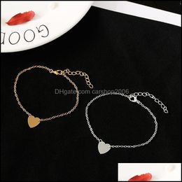 Anklets Jewelry Fashion Heart Bracelet Anklet For Women Girls Gold Sier Color Metal Bracelets Statement Gifts Wholesale Drop Delivery 2021 G