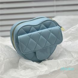 Super Mini Heart Crossbody Bags Candy Tone Premium Lambskin Classic Diamond Quilted Woven Chain Zipper Shoulder Bag Waist Bag Top Luxury