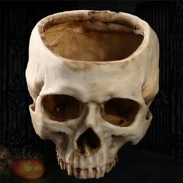Resin Crafts Human Tooth Teaching Skeleton Model Halloween Home Office Flower Planter Skull Pot Decoration 220614