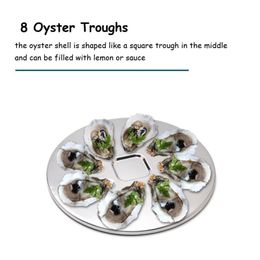 Dishes & Plates 304 Stainless Steel Oyster Plate 8 Slots Serving Grill Pan Sauce Seafood Tray Family Restaurant Dish