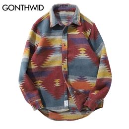 GONTHWID Hip Hop Tie Dye Snap Button Long Sleeve Shirts Men Fashion Casual Streetwear Dress Shirt Coats Male Hipster Tops 220322