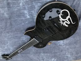 Black big flower six string electric guitar we can Customise all kinds of guitars
