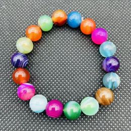Colourful Natural Agate Stone Handmade Strands Beaded Bracelets For Women Girl Charm Yoga Party Club Decor Jewellery