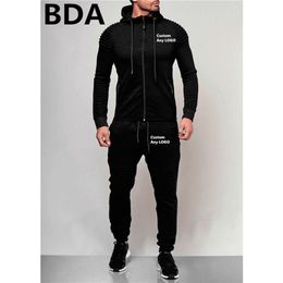 BDA Man Custom Any Sweatshrts Men's Sport Hoodies Sets Unisex Spring Suits Outerwear Zipper Fleece Male Coats Tracksuits 201128