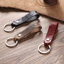 Fashion PU Leather Keychain Business Gift Key Chain for Men Women Car Key Strap Waist Wallet Keychains Keyrings 3 Colors