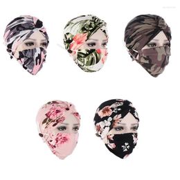 Beanie/Skull Caps 2pcs Twisted Camo Headscarf Mask Set Sleep Turban Hat Women Inner Davi22