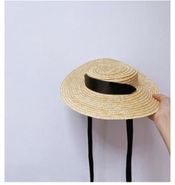 Berets 202203--lele Ins Classic Summer Shade Vacation Natural STRAW Kids Bamboo Hat Sun Cap Cute Children Leisure HatBerets