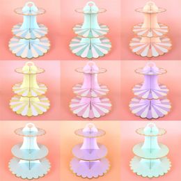 3 Layer Cupcake Dessert Paper Stand Display Rack Birthday Wedding Party Supplies Cakes decoration Cake Plate Stand 70-80epacket 20220513 D3