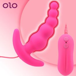 OLO 10 Speeds Male Prostate Massager sexy Toy Vibrating Anal Beads Plug Vibrator Remote Control Female Masturbation