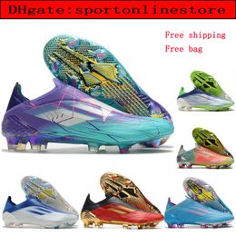 Send With Bag Top Quality Mens X Speedflow FG Laceless Football Boots Soccer Cleats Plating Sole Knit Football Shoes botas de futbol Breathable outdoor