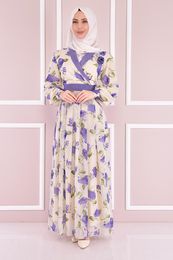 Ethnic Clothing Chiffon Dress Purple Ladies Coats Winter Women Fluffy Coat Down Female Muslim NEV14509