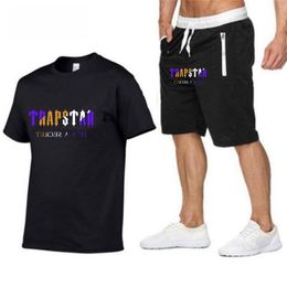 TRAPSTAR Men s Clothing T shirt Tracksuit Sets Harajuku Tops Tee Funny Hip Hop Color T shirt Beach Casual Shorts Set 220613