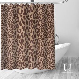 Big Sale Custom Leopard Modern Shower Curtain with Hooks bathroom Waterproof Polyester Fabric T200711