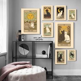 Paintings Nordic Abstract Empress Tarot Wall Art Pictures Canvas Painting Sun Star Moon Cat Posters And Prints For Living Room Home DecorPai