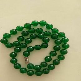 Natural 8mm Green Jade Round Beads Gemstone Necklace 18"