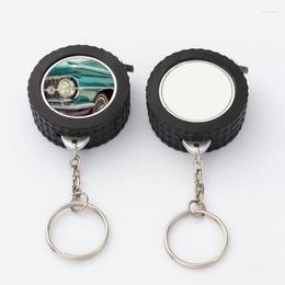 Keychains 1 Pc Blank Keychain Steel Tape Measure DIY Heat Transfer Board Ornaments Single-Sided Pendants For Sublimation Keyring Fred22