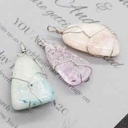 Pendant Necklaces High Quality Natural Popping Irregular Crystal Winding Ore Blue Purple Charm Gem Jewelry DIY Necklace Gift AccessoriesPend