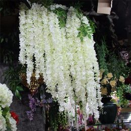 55 CM Long White Theme Artificial Silk Flower Vine Hydrangea Wisteria Flowers Vine Encryption Design For Home Hanging OrnamentZC1003-2