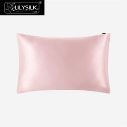 LilySilk Pure 100 Silk Pillowcase Hair With Hidden Zipper 19 Momme Terse Colour For Women Men Kids Girls Luxury 201114