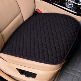 Car Seat Covers 1Pcs Flax Front Cover Auto Anti-Slip Cushion Linen Fabric Pad Protector Four Seasons Interior Accessories