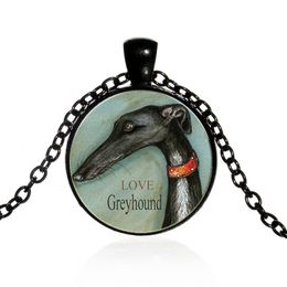 Pendant Necklaces Classic Cute Greyhound Great Dane Dog Pet Portrait Round Glass Pendent Necklace For Women Men Girls Kids Collar Jewelry Gi