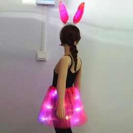 led headbands Canada - Party Decoration Women Girl LED Skirt Lights Light Up Tutu Glow Ear Headbands Birthday Fairy Costume Easter ChristmasParty DecorationParty D