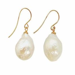 Edison Pearl Baroque Pearl Drop Earring 925Sterling Silver Gold Colour Women Gift