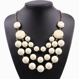 Pendant Necklaces Fashion Gold Color Chain Bib Ball Bead Necklace Designs Statement Jewelry For WomenPendant