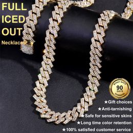 Chains Iced Out Chain Paved Rhinestones Cuban Necklace Gold Silver Color Miami Curb Prong Link Hip Hop JewelryChains