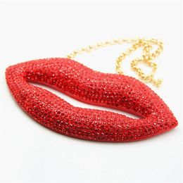Catene 1pcs moda grandi labbra rosse sexy collana a sospensione Crystal Women HipH3082