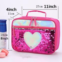 Fashion Sequin Kid Lunch Bag Aluminum Foil Thermal Insulated Lunch Bag Portable Outdoor Picnic Lunch Box Food Storage Tote Box RRE13793