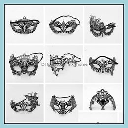 Party Masks Festive Supplies Home Garden Ll Lady Venetian Half Face Mask Fashion Black Metal Xmas Dress Co Dha0D