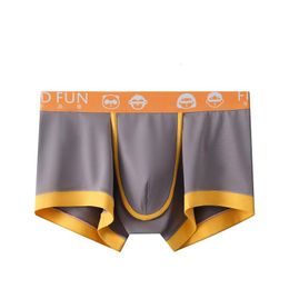 Underpants Color Contrast Man's Panty "Life For Fun" Print Male Plain Cotton Visible Health Flat Angle Panties Breathable Crot