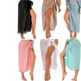 Ladies Tassel Shawl Beach Skirts Towel Sunscreen Fringe Shawl Apron Skirt Swimwear Wrap Coverup Sarongs Beachwears M4152