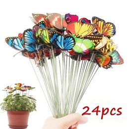 Bunch of Butterflies Garden Yard Planter Colourful Whimsical Butterfly Stakes Decoracion Outdoor Decor Flower Pots Decoration 220531