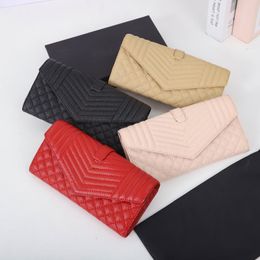 New 2022 caviar leather designer long wallet women canvas Business credit card holders men designers wallets Purse Cardholder with box 19 X 11 X 3CM