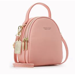 New School Bags Lady Korean Pure Color Casual Bag Simple Large Capacity Small Backpack Woman Casual PU Leather Handbag