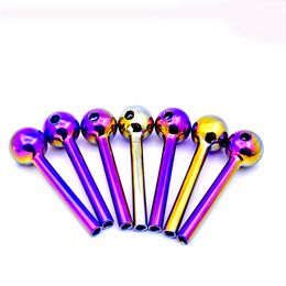 Hookahs Electroplate Glass Pipes Oil Burners 10cm Length 30mm Diameter Ball Smoking Water Pipe banger oil nail for dab rig bong