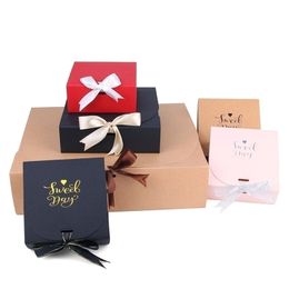 5pcs 10pcs cardboard gifts box black white cowskin red Festival party packaging carton can be Customised size printing 220706