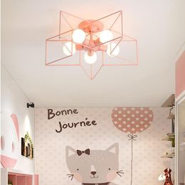 Pendant Lamps Children's Room Modern Led Chandelier Girl Bedroom Pink Star Ceiling Lamp Indoor Nordic Decorative LampPendant