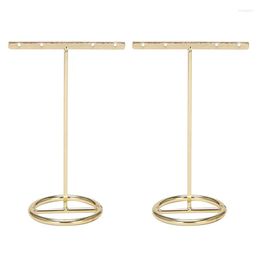 Jewellery Pouches Bags 2X Earrings Display Stand Gold Rack T-Shape Showcase Golden Large Rita22