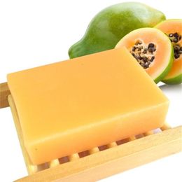 1pc Natural Green Papaya Handmade Soap Thailand Skin Care Moisturising Deep Cleansing Bath W220411