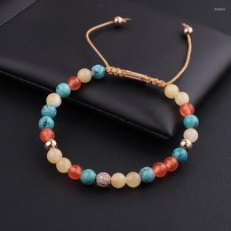Beaded Strands High Quality Cute Design Mix Natural Stone Colourful Beads Macrame Bracelet Women Jewellery GiftBeaded